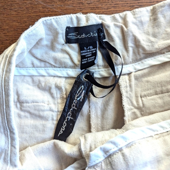 Seduction Tan Women's Linen/Rayon Pants Straight Leg Carrier Office Size Large - Picture 3 of 13